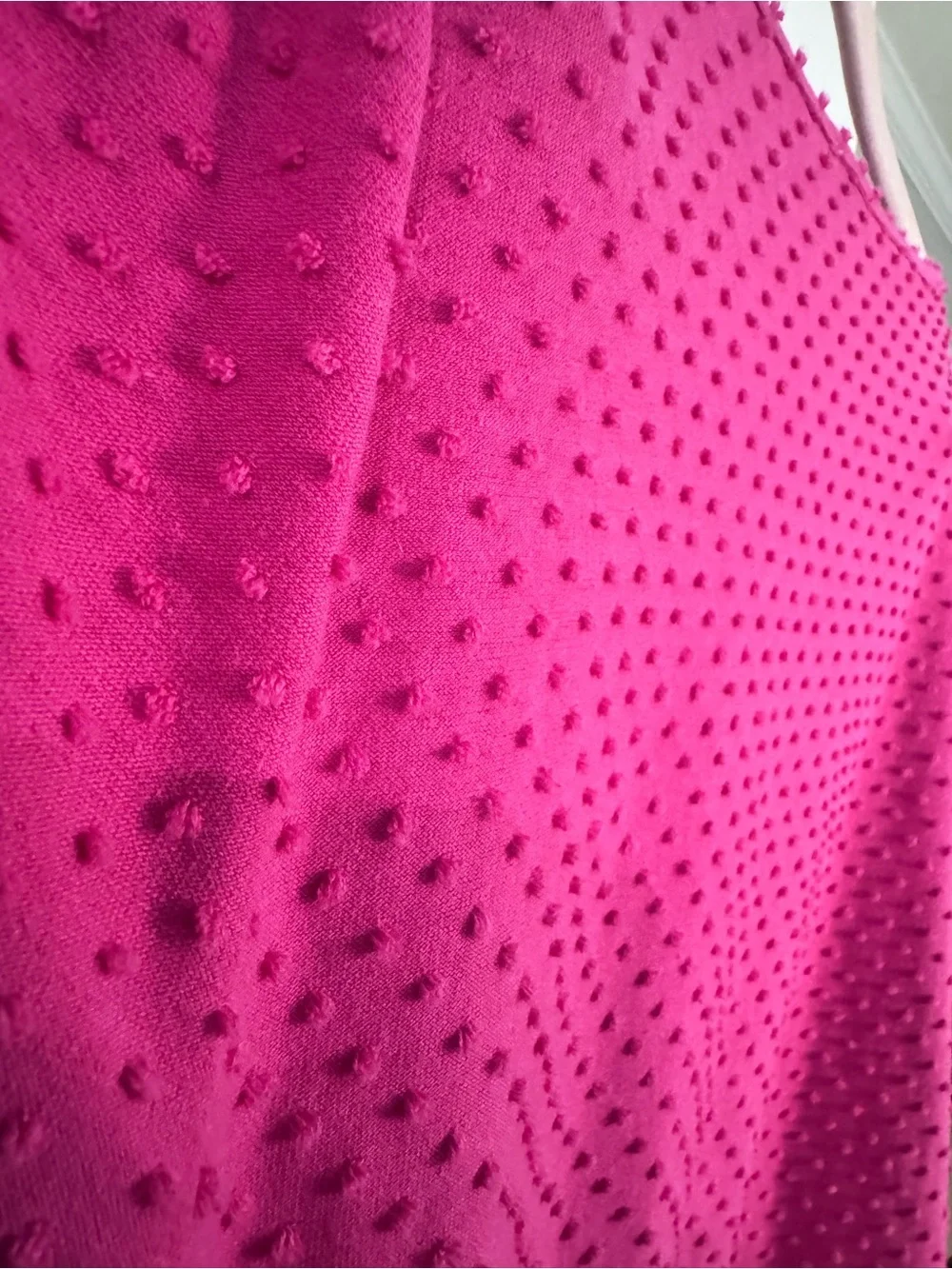 J. Crew Women's Textured Swiss Dot Scoop Neck Top Puff sleeve— Fuchsia